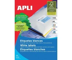 Lipnios etiketės Apli, A4, 70x36mm, 24 etiketės lape, 100 lapų, baltos spalvos