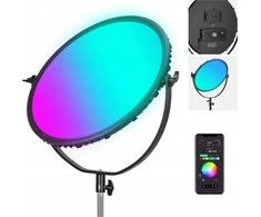 „Neewer“ žiedinė lemputė, apvali, LED, su kraštais apšviesta, RGB „Bluetooth“ vlog lempa, 65 W, 18 colių, 14 mm, 16 mm / Gr18c