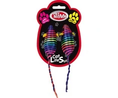 Aqua Nova PET NOVA žaislas katėms spalvotos palytės 2x7cm 3pak.