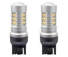 LED lemputės Canbus 3030 24smd T20 WY21W oranžinės gintaro spalvos 12v 24v amio-02393
