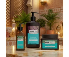 Set Arganicare: Argan Oil &amp; Sviestmedžių aliejumi Hair Šampūnas Repairing &amp; Moisturising, 400 ml + Argan Oil &amp; Sviestmedžių aliejumi Hair Serum Reparative, 100 ml + Argan Oil &amp; Sviestmedžių aliejumi Hair Treatment Kreminis Mask Repair Moisturizing, 500 ml