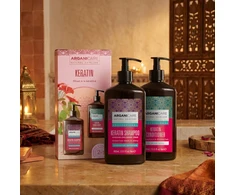 Set Arganicare: Keratin Hair Leave-In Conditioner Shiny, 400 ml + Keratin Hair Šampūnas Repairing &amp; maitininantis, 400 ml