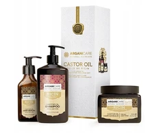 Set Arganicare: Ricin Hair Šampūnas For Growth Stimulation, 400 ml + Ricin Hair Treatment Kreminis Mask For Growth Stimulation, 500 ml + Ricin Hair Serum Hair Growth, 100 ml