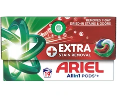 Skalbimo kapsulės Ariel, papildomas dėmių šalinimas, 19 vnt.
