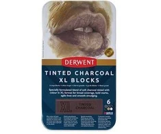 „Derwent“ – „Spalvotos anglies XL kaladėlės, 6 vnt. skardinėje“ (601057)