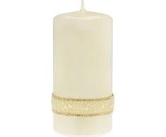 Mondex Artman dekoratyvinė žvakė Crystal Opal Pearl balta - vidutinis volelis, 1 vnt.