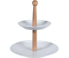 Asj Commerce Serviravimo lėkštė porcelianinė balta 2 aukštų 27 cm