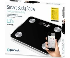 Virtuvinės svarstyklės Platinet išmaniosios svarstyklės PBSBTB, juodos