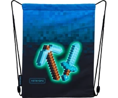 Astra Maišelis plecak Minecraft batams obuwie kapcie Mėlyna Pixel 33x40cm ASTRABAG