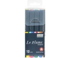 Marvy Uchida Permanentiniai markeriai teptukiniu antgaliu "Le Plume Permanent" #3000-12A 12 vnt.