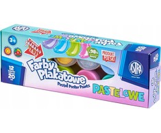 Astra Farby plakatowe pastelowe 12 kolorów x 20 ml STANDART BOX (auksinė, sidabrinė) JM 301123021