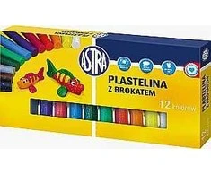 Plastilinas Astra 12 spalvų su blizgučiais