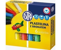 Plastilinas su blizgučiais 6 spalvos ASTRA - ASTRA kanceliarinės prekės