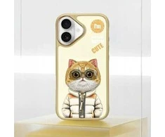 Nimmy Apple iPhone 16 6.1" dėklas telefonui haki spalvos Cool&amp;Cute 2.0 Cat