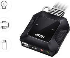 Aten ATEN CS52DP 2 prievadų USB-C DisplayPort hibridinio kabelio KVM jungiklis