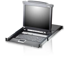 Aten CL5708M DE KVM komutatorius 8 prievadų 17 colių LCD vienos bėgelio (PS/2-USB VGA) DE išdėstymas