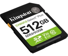„Kingston Technology“ 512 GB SDXC „Canvas Select Plus“ Gen3 150 MB/s C10 UHS-I U3 V30 atminties kortelė