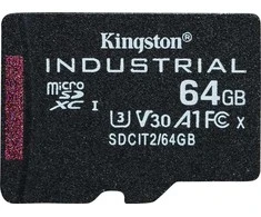 Atminties kortelė Kingston | UHS-I | 64 GB | Micro SDHC/SDXC Industrial Card | Flash atminties klasė Class 10, UHS-I, U3, V30, A1 | SD Adapteris