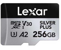 Atminties kortelė Karta Lexar Professional Sidabrinis Plus Micro SDXC 256 GB 10 klasės UHS-I/U3 A2 V30 (LMSSIPL256G-BNANG)