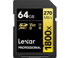 Atminties kortelė Lexar Pro 1800x SDXC R280/W210 64GB U3 (V60) UHS-II