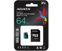 Atminties kortelė Tab ADATA Premier Pro Micro SDXC 64 GB klasė 10 UHLS- / U3 A2 V30 (AUSDX64GUI3V30SA2-RA1)