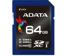 Atminties kortelė A-DATA Premier Pro SDXC, UHS-I U3 Class 10, 64GB, mėlyna / ADATA-338