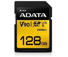 Atminties kortelė ADATA 128GB Premier ONE SDXC UHS-II U3 Class 10, R/W iki 290/260 MB/s
