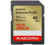 Atminties kortelė Karta PNY SanDisk SDXC karta 32GB Extreme PLUS (R100/W60 MB/s Class 10, UHS-I U3 V30) (SDSDXWT-032G-GUCIN)