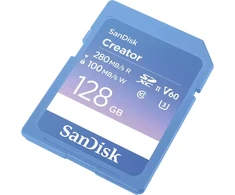 „SanDisk Creator SDXC 128 GB“ 10 klasės UHS-II/U3 V60 atminties kortelė (SDSDXEP-128G-GNCIS)