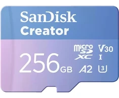 SanDisk Creator Micro SDXC 256 GB Class 10 UHS-I/U3 A2 V30 atminties kortelė (SDSQXAV-256G-GN6MS)