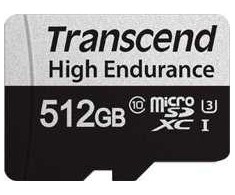 „Transcend 350V Micro SDXC 512 GB“ 10 klasės UHS-I/U3 kortelė (TS512GUSD350V)