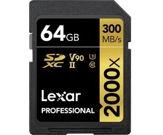 Atminties kortelė Lexar Professional 2000x UHS-II SDXC, 64 GB, 10 klasė, U3, V90, 260 MB/s, 300 MB/s
