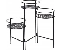 Atmosphera Gėlynas metalinis stovimas LAPAS, 3 gėlių pagrindai, 49 cm, juoda