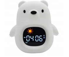 Atmosphera Lampka Nocna Silikon Laikrodis Meškiukas Žadintuvas Data Muzyka Oświetlenie RGB 1800mAh / JL822 / Meškiukas