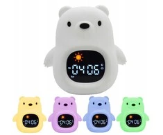 Atmosphera Lampka Nocna Silikon Laikrodis Meškiukas Žadintuvas Data Muzyka Oświetlenie RGB 1800mAh / JL822 / Meškiukas