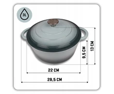 Atusa EMALIOWANY Puodas ŻELIWNY 22cm 3L HAGE SEA SALT