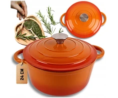 Atusa EMALIOWANY Puodas ŻELIWNY 24cm 4L HAGE Oranžinis