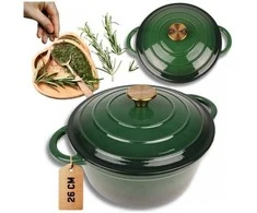 Atusa EMALIOWANY Puodas ŻELIWNY 24cm 4L HAGE Žalias