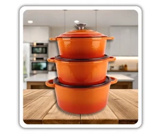 Atusa EMALIOWANY Puodas ŻELIWNY 24cm 4L HAGE Oranžinis