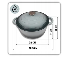 Atusa EMALIOWANY Puodas ŻELIWNY 24cm 4L HAGE SEA SALT