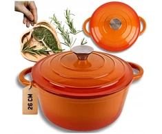 Atusa EMALIOWANY Puodas ŻELIWNY 26cm 5L HAGE Oranžinis