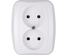 Gniazdo Lizdas Dvigubas kištukinis lizdas 2x2p 16A, 250V, ATUT, baltas