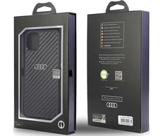 Audi Carbon Fiber Apple iPhone 11 / Xr 6.1″ juodos spalvos kietas dėklas AU-TPUPCIP11-R8/D2-BK