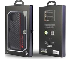 Audi Carbon Fiber Stripe Apple iPhone 11 / Xr 6.1″ juodos spalvos kietas dėklas AUS-TPUPCIP11-R8/D1-BK