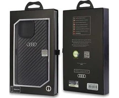 Audi Carbon Fiber Apple iPhone 14 Pro 6.1″ juodos spalvos kietas dėklas AU-TPUPCIP14P-R8/D2-BK