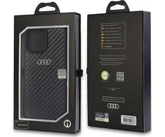 Audi Carbon Fiber Apple iPhone 14 Pro Max 6.7″ juodos spalvos kietas dėklas AU-TPUPCIP14PM-R8/D2-BK