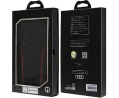 Audi Genuine Leather MagSafe S24 S921 juodos spalvos-red kietas dėklas AU-TPUPCS24-R8/D3-RD