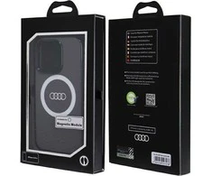 Audi IML Big Logo MagSafe Dėklas Apple iPhone 14 Pro 6.1″ juodos spalvos hardcase AU-IMLMIP14P-Q5/D2-BK