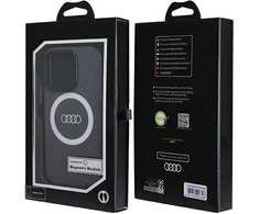 Audi IML Big Logo MagSafe Dėklas Apple iPhone 15 Pro 6.1″ juodos spalvos hardcase AU-IMLMIP15P-Q5/D2-BK