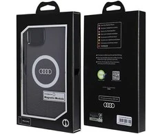 Audi IML Big Logo MagSafe Dėklas Apple iPhone 15 Plus / 14 Plus 6.7″ juodos spalvos hardcase AU-IMLMIP15M-Q5/D2